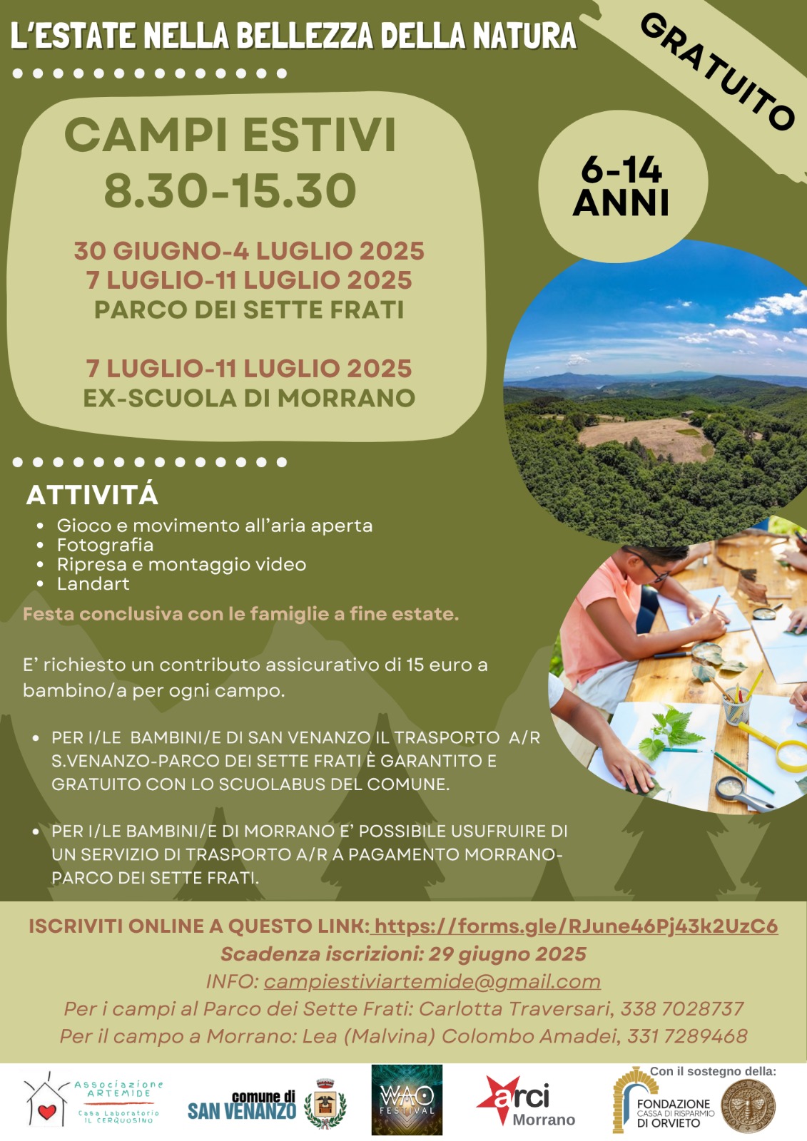 CAMPI ESTIVI 2025 con Associazione Artemide APS!